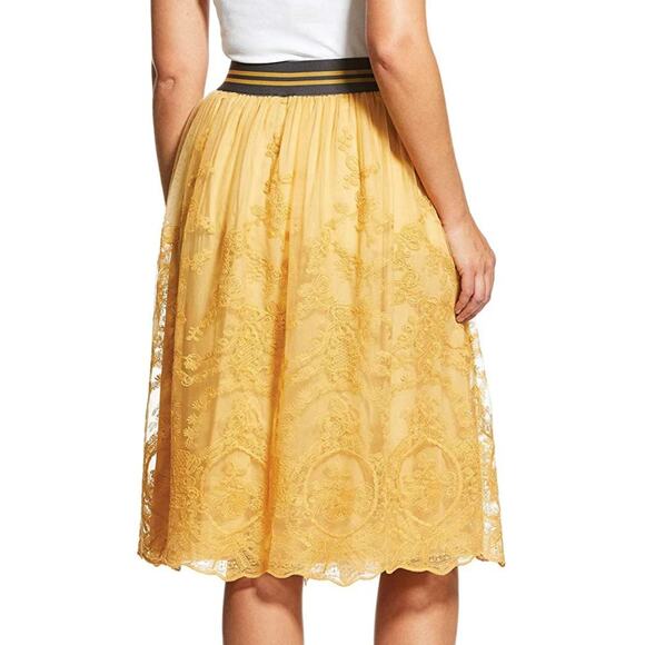 Ariat Golden Yellow Mustard Lace Skirt - Picture 2 of 10